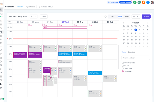 Screenshot of the calendar page in the coach app